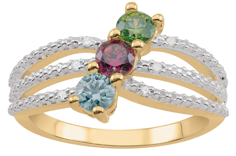 Gemstone and Diamond Accent Bypass Ring (2-6 Stones) | Peoples
