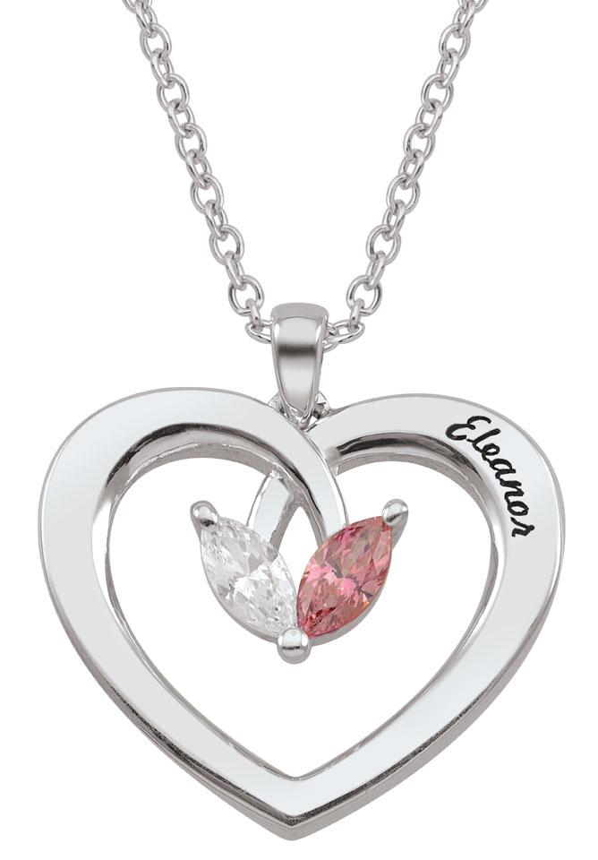 1/8 CT. Marquise-Cut Lab-Grown Diamond and Birthstone Engravable