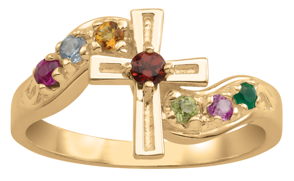 Peoples Mother s Birthstone Family Cross Ring 3 7 Stones