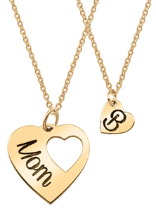 Mom Heart Initial Pendant-60462