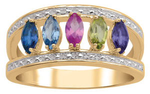Marquise stones Mother's Ring-20426