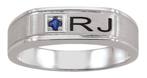 Gents Initial Ring with Satin Finish-40519